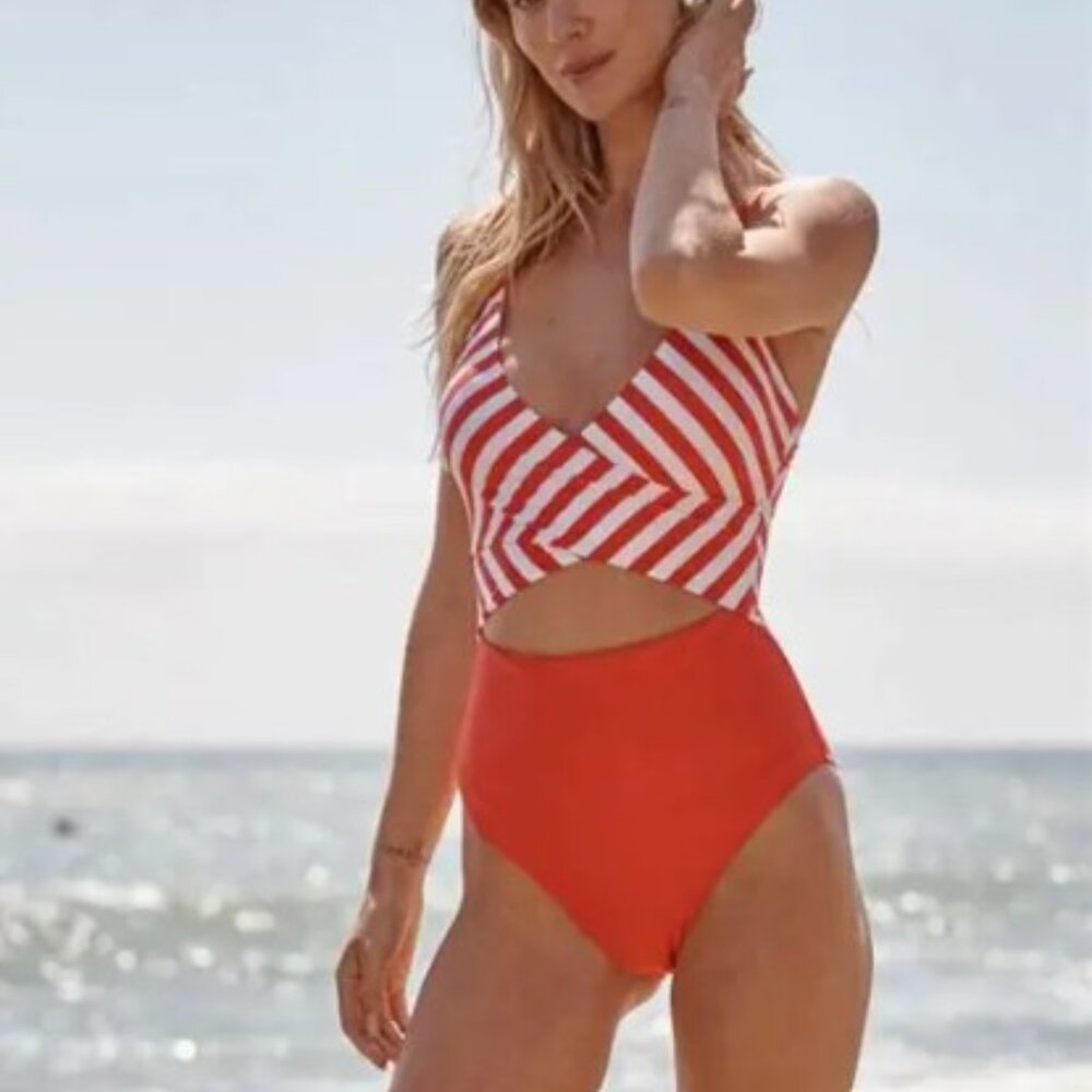 Summersalt Women's 10 Sea Breeze Cutout One-Piece Swimsuit - Red Grapefruit